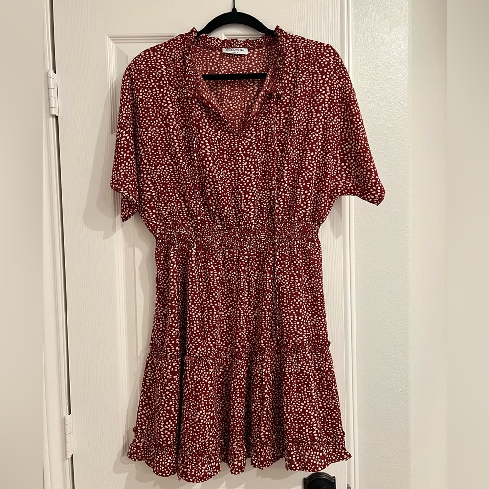 Red with white spotted pattern dress